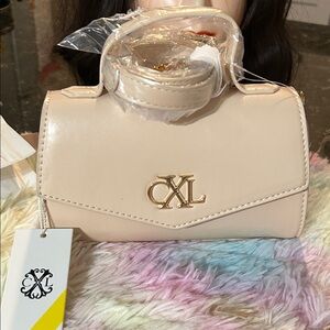 Christian Lacroix Beige Crossbody Bag with Gold Logo